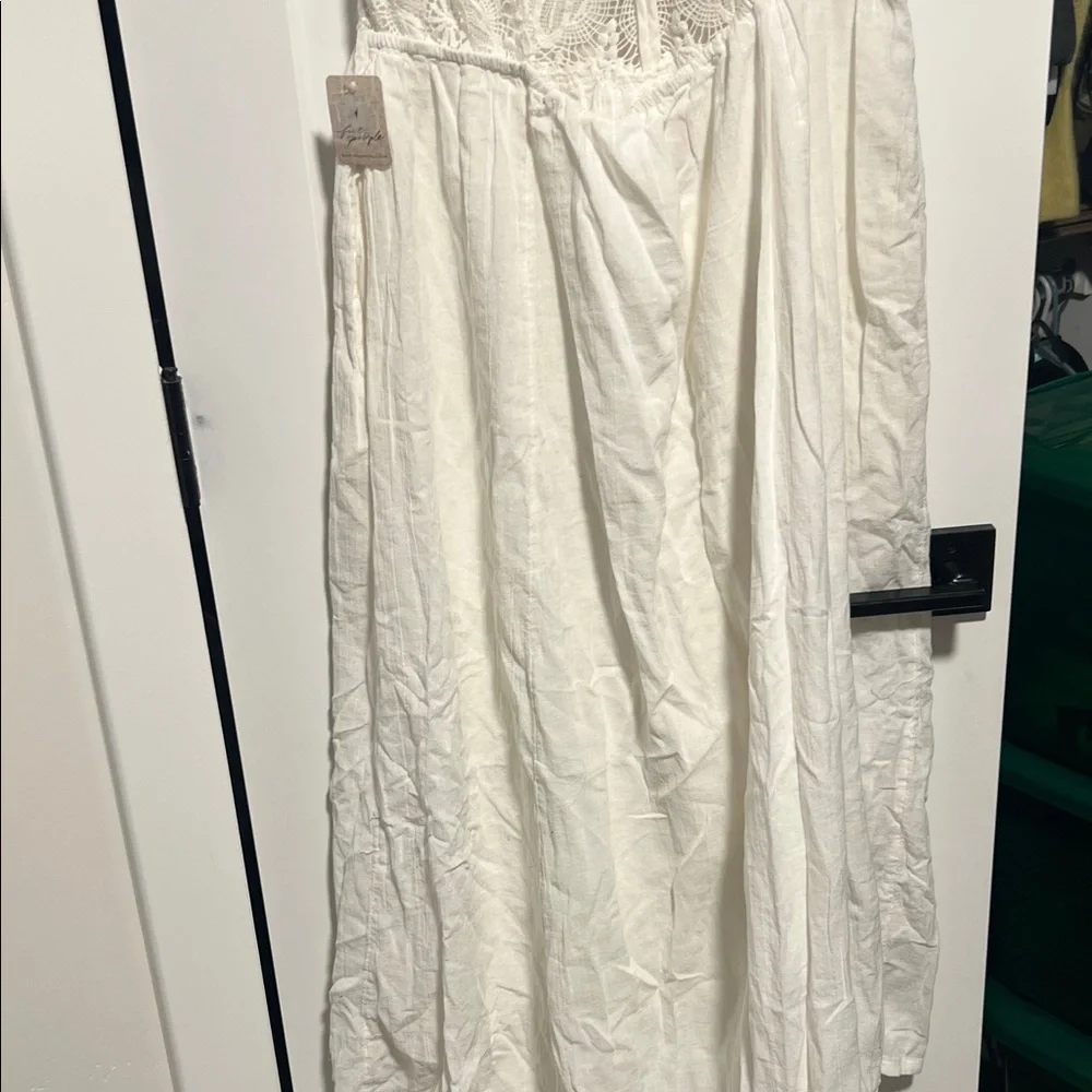 Free People All You Need Is Lace Midi Dress in Ivory 🆕 - Picture 8 of 9